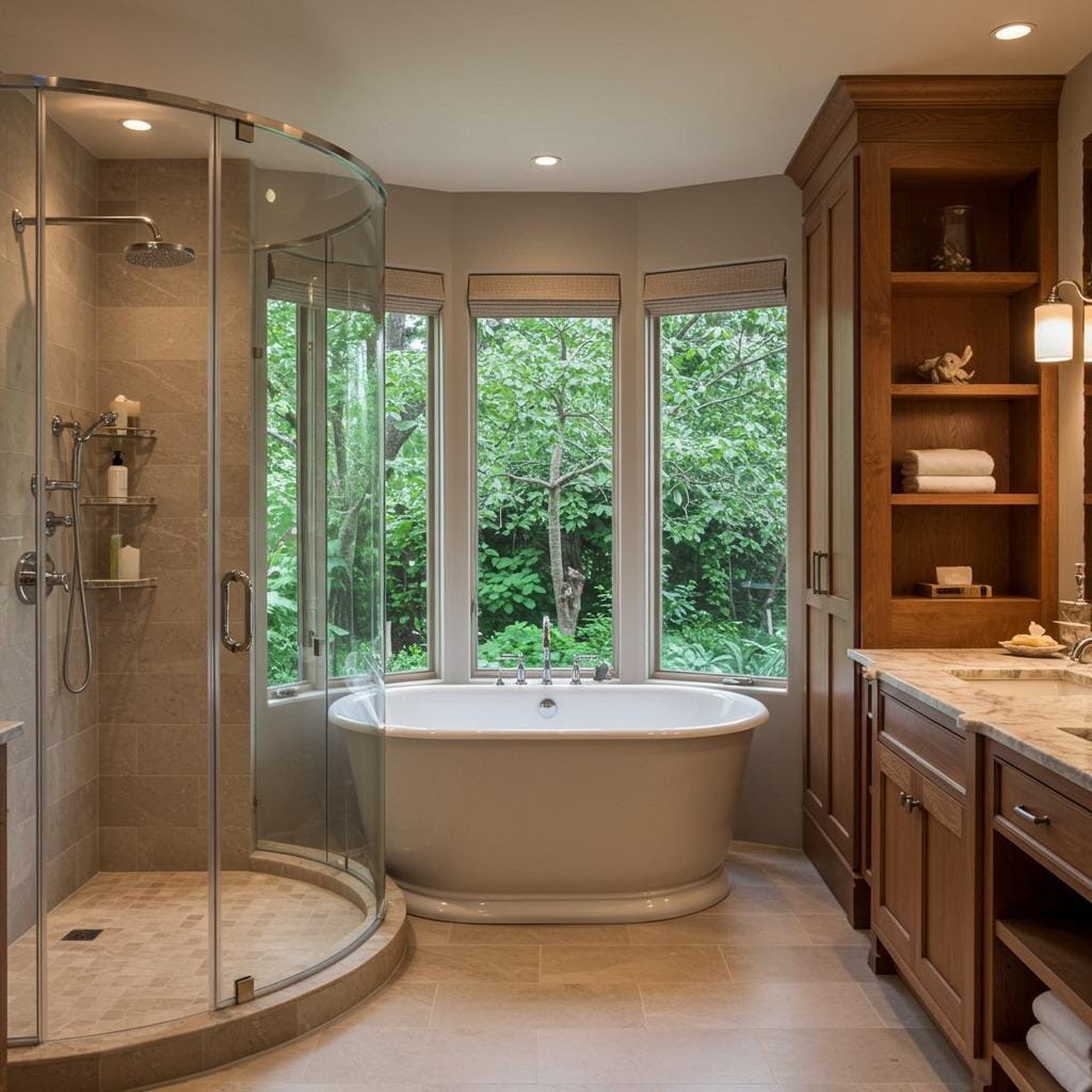 Barrel-Style Tub with Curved Glass