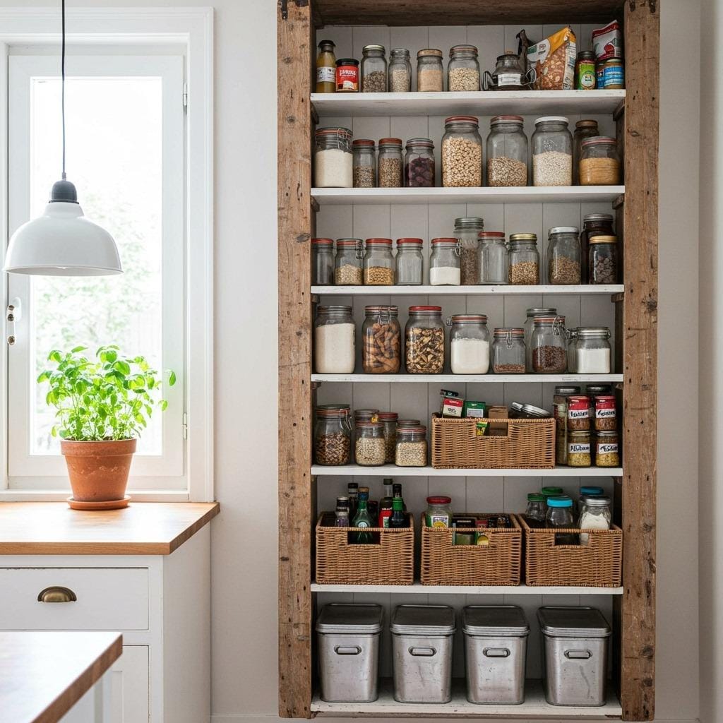 Bookshelf Pantry Organization