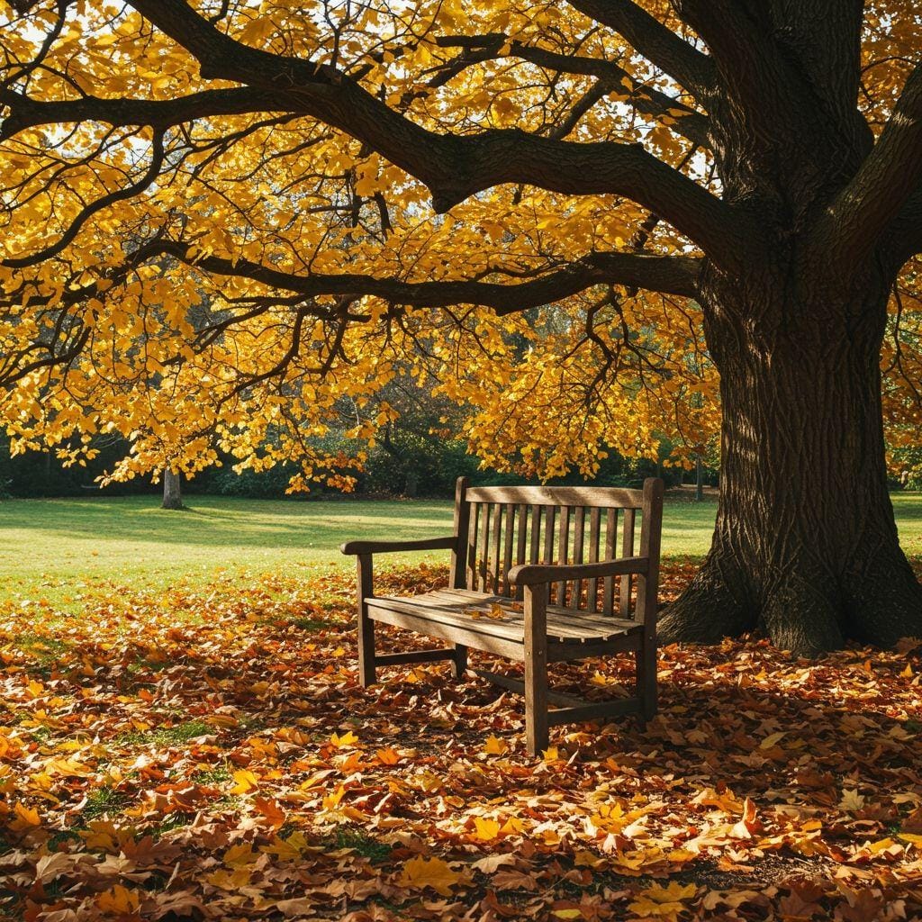 Classic Garden Bench Under a Tree