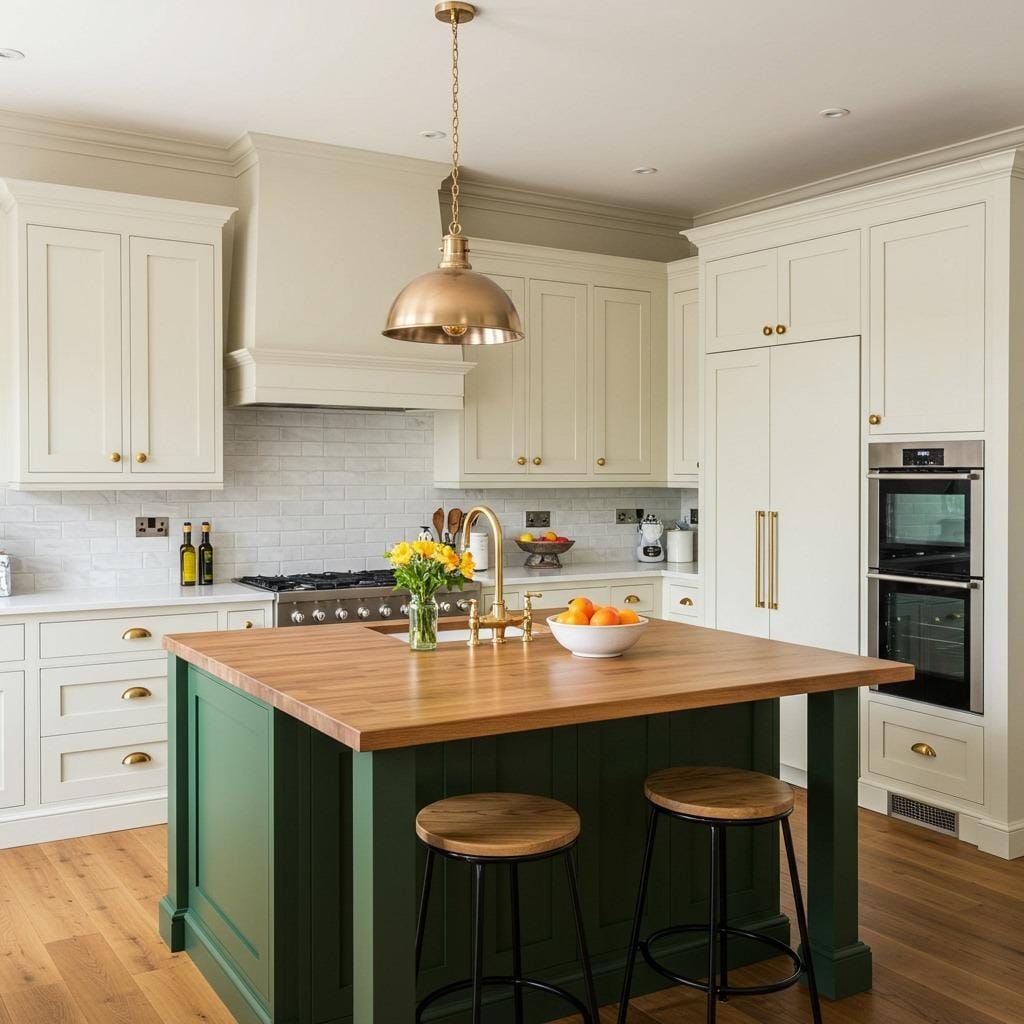 Cream and Forest Green Balance