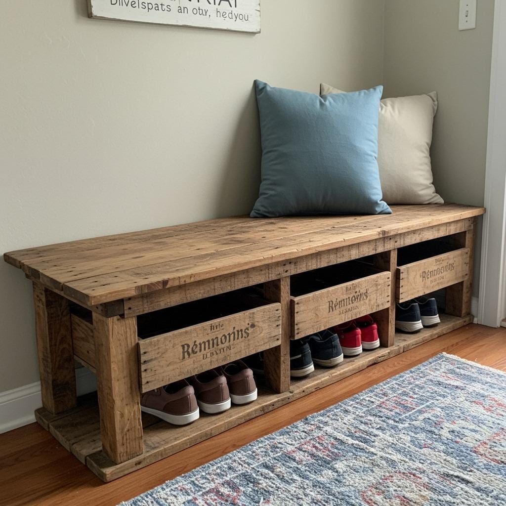 DIY Bench with Crate Storage