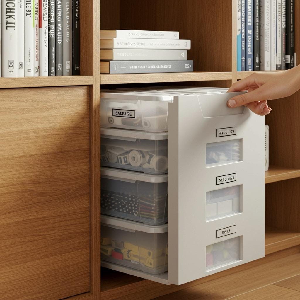 Hidden Storage Behind Books