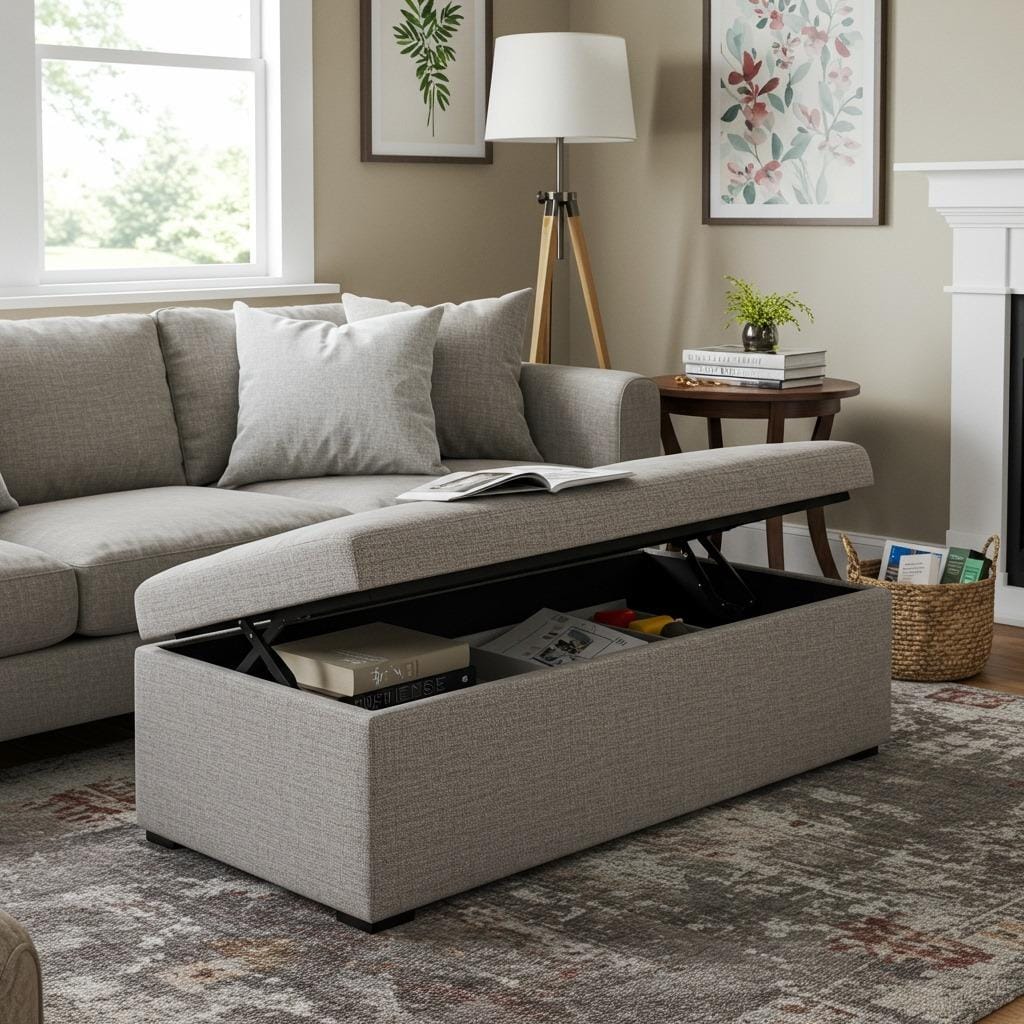 Ottoman Storage for Flexible Seating and Hiding
