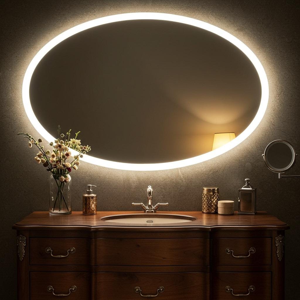 Oval Mirrors with Warm White LED Strips