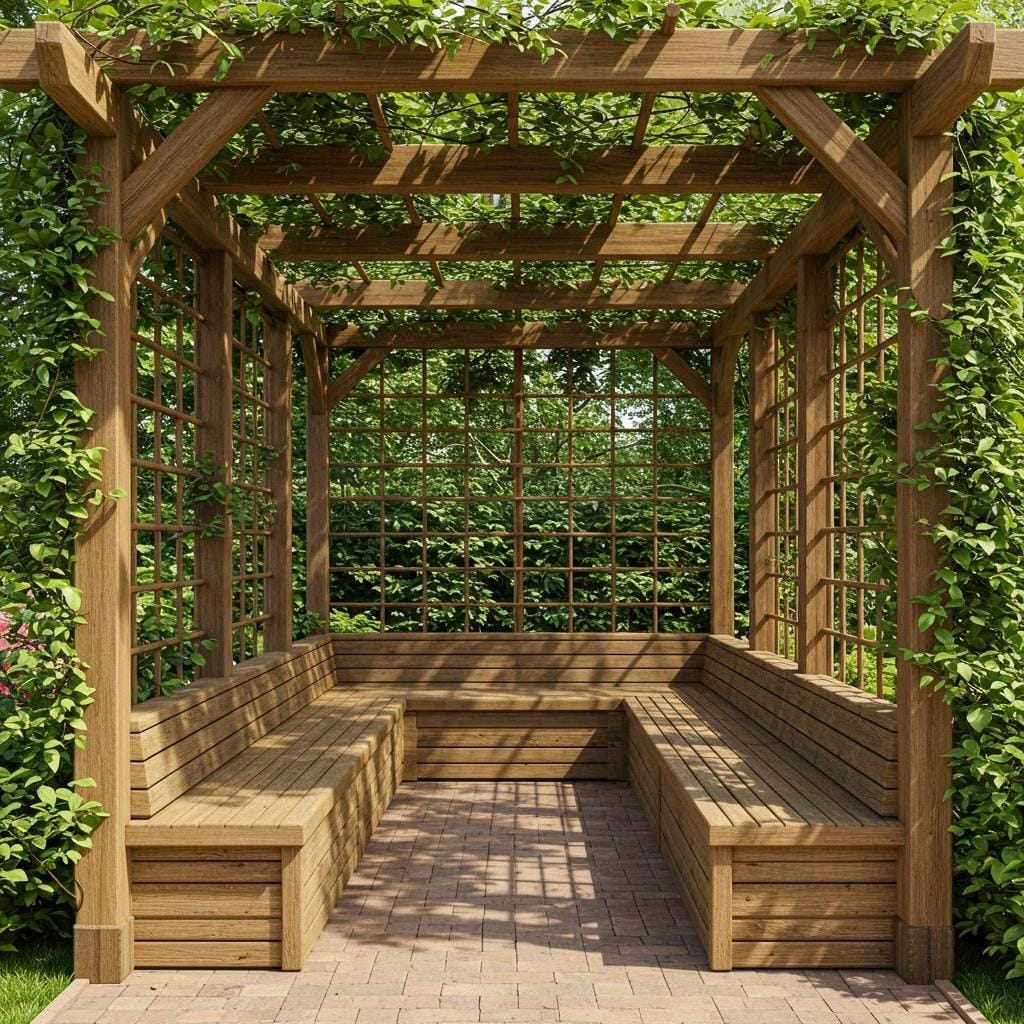 Pergola with Integrated Bench Seating