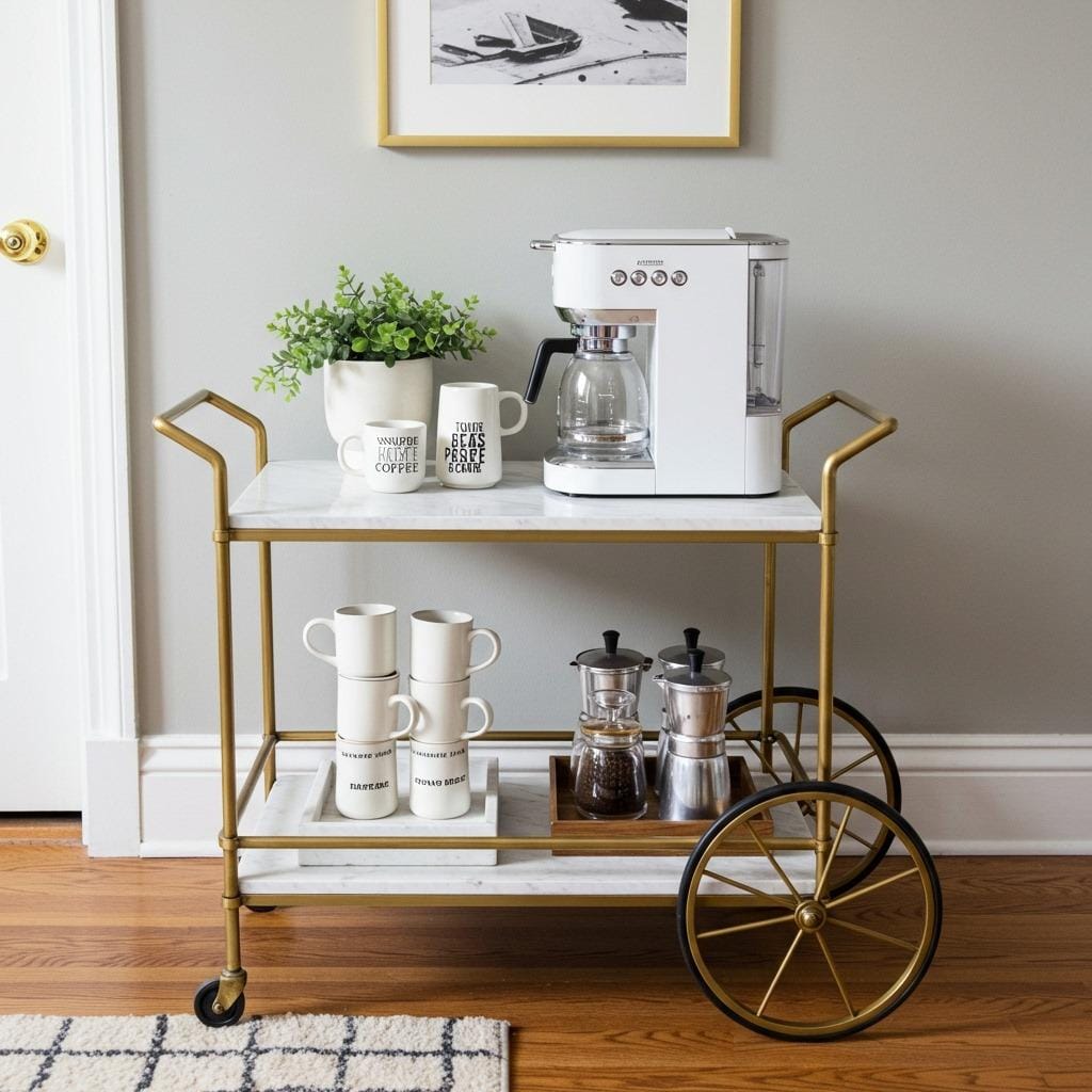 Repurposed Bar Cart Setup