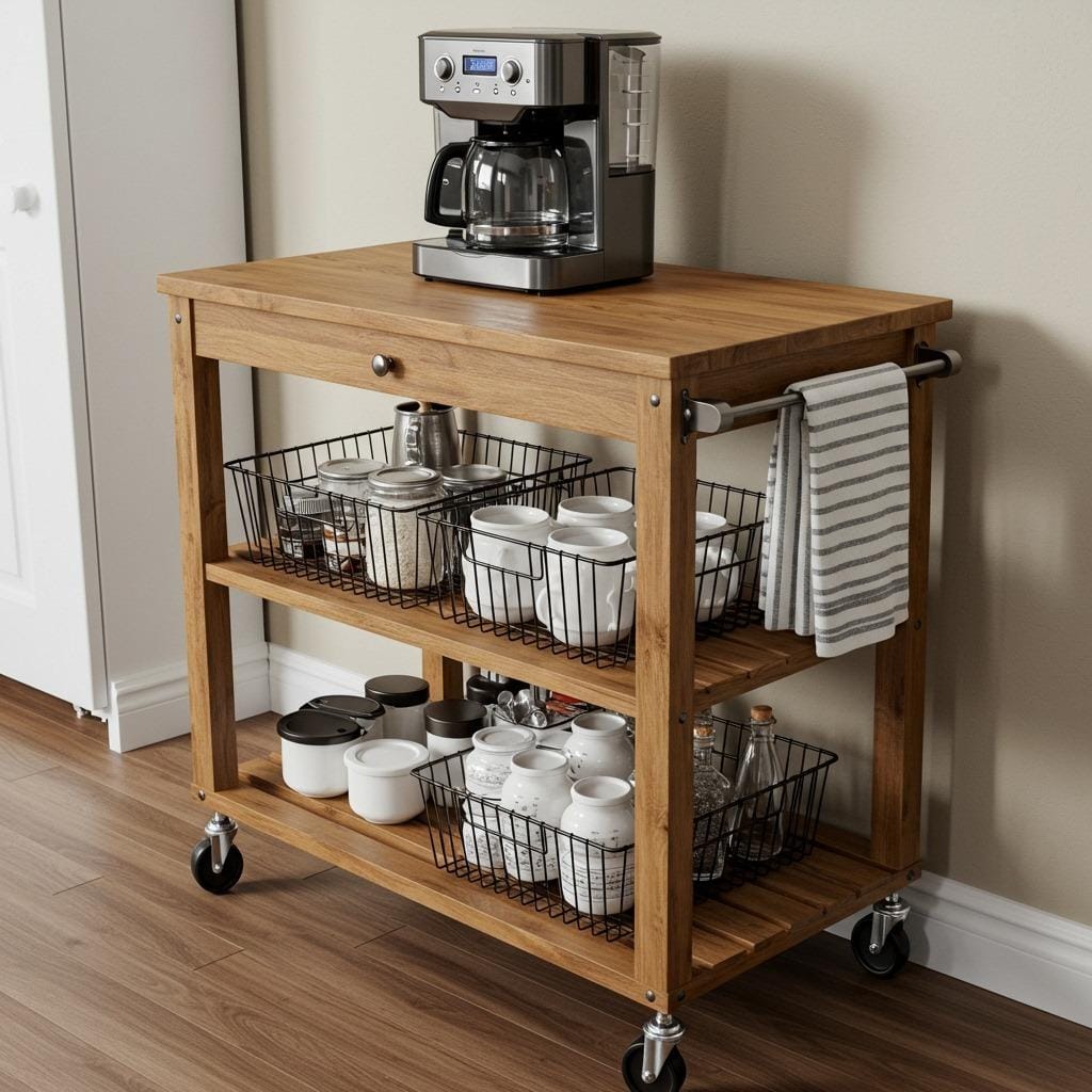 Rolling Kitchen Cart Station