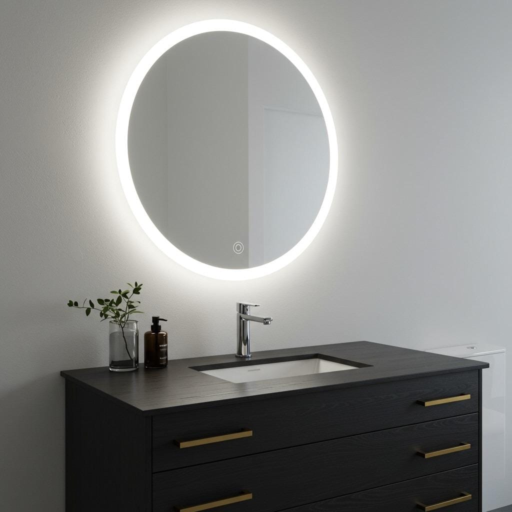 Round Vanity Mirrors with Backlit Glow