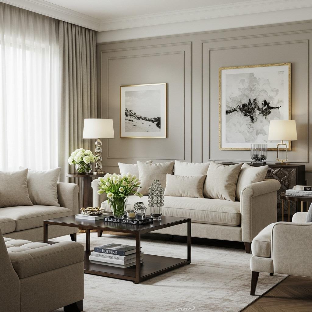 Soft Taupe with Ivory Highlights