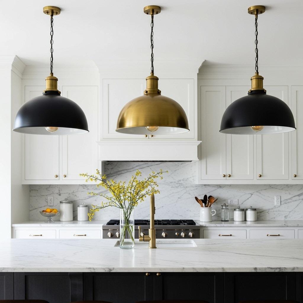 Statement Pendant Lights Over the Island