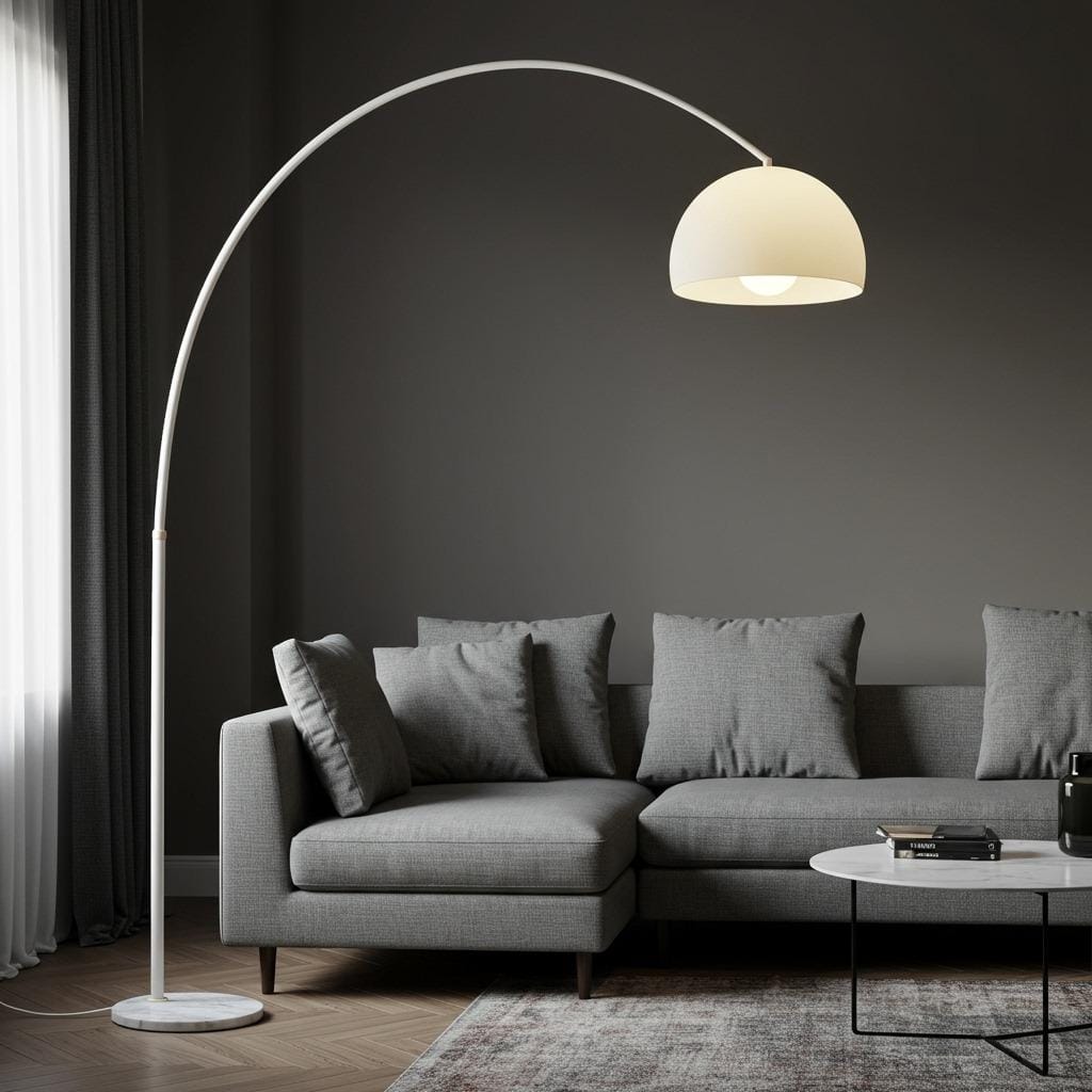 Arched Floor Lamp with Marble Base