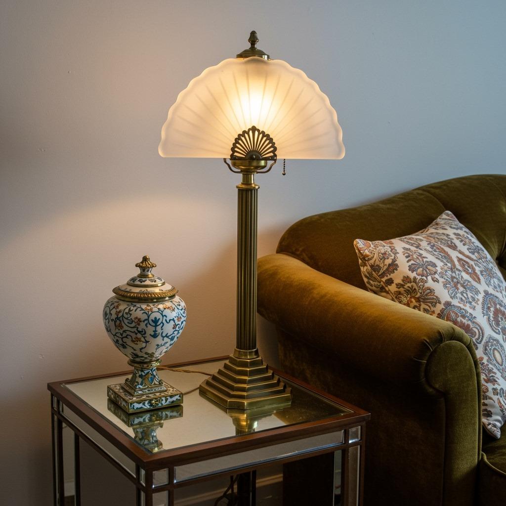 Art Deco Fan-Shaped Table Lamp
