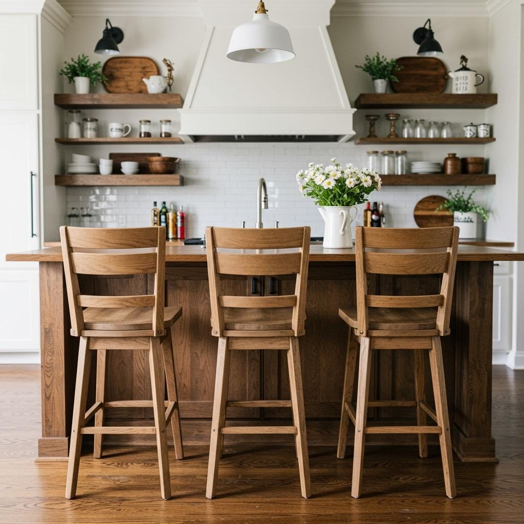 Classic Wooden Bar Stools with Backs