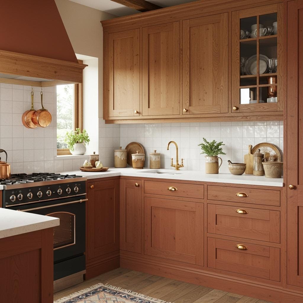 Clay Red and Natural Oak