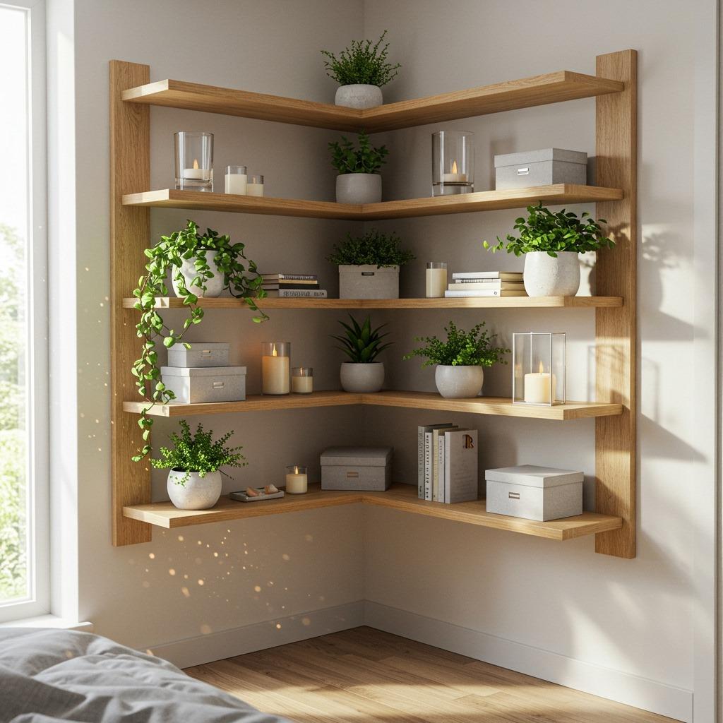 Corner Floating Shelves to Use Dead Space