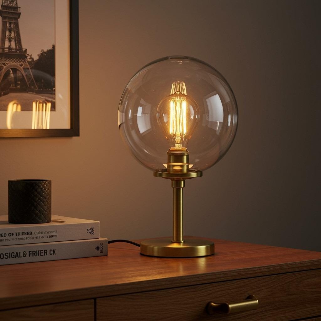 Glass Globe Pendant-Style Table Lamp