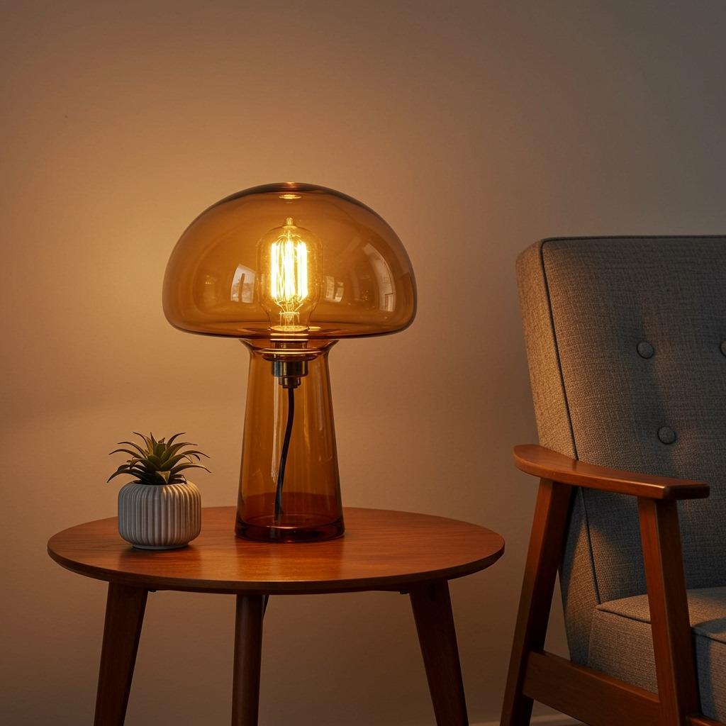 Glass Mushroom Table Lamp
