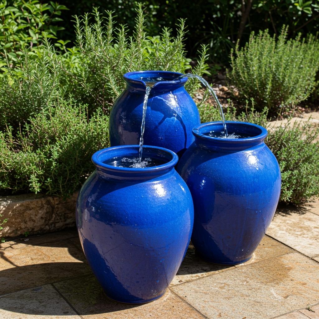 Glazed Pot Trio Fountain