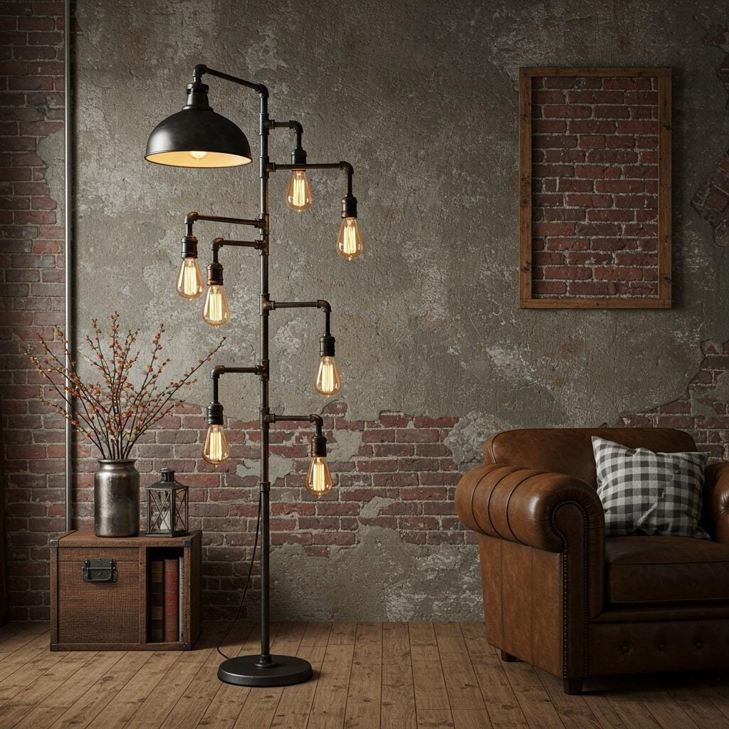 Industrial Edison Bulb Floor Lamp