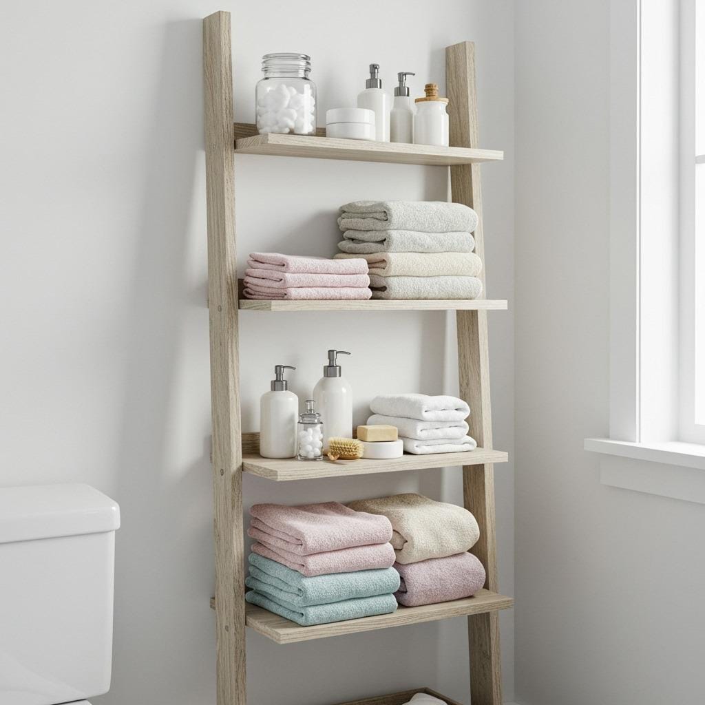 Ladder-Style Leaning Floating Shelves