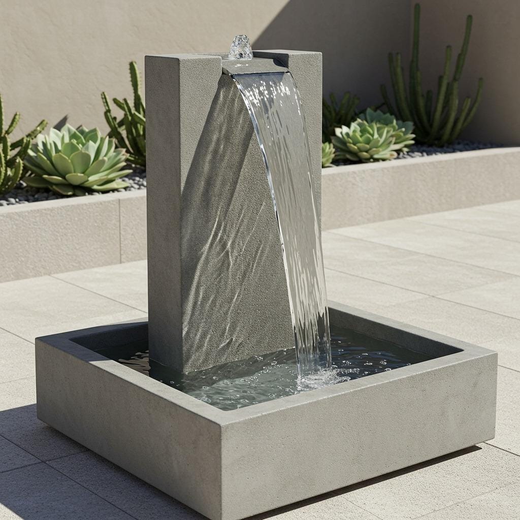 Modern Concrete Geometric Fountain