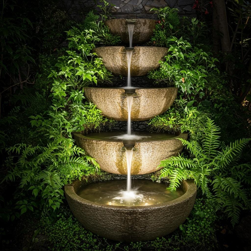 Multi-Level Stone Basin Fountain