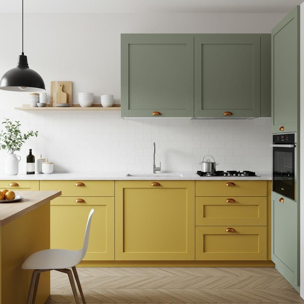 Mustard Yellow and Gray-Green