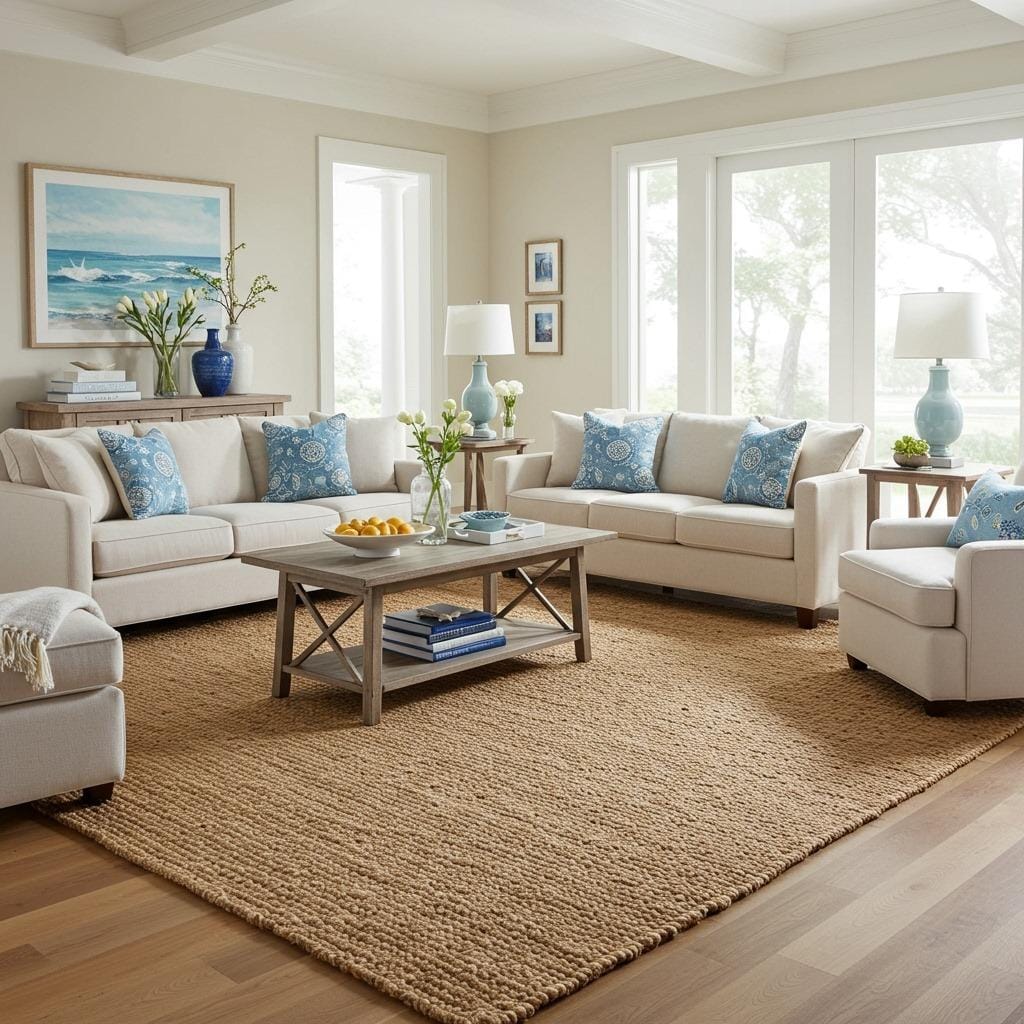 Oversized Natural Jute Rug for Coastal Vibes
