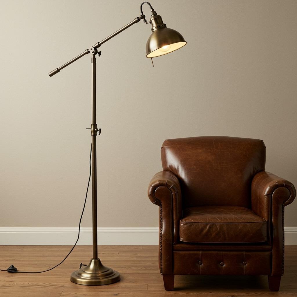 Pharmacy Floor Lamp with Adjustable Arm