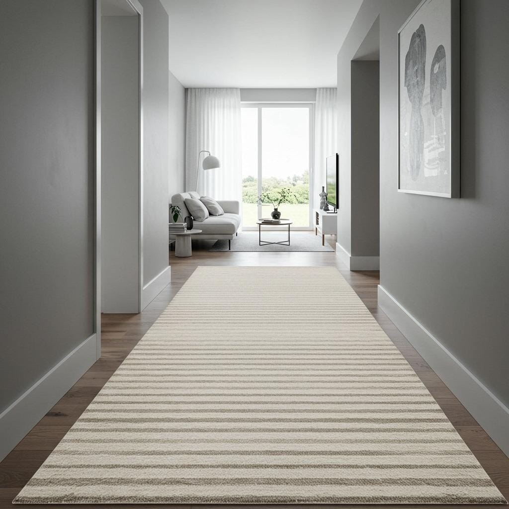 Subtle Striped Runner for Narrow Spaces