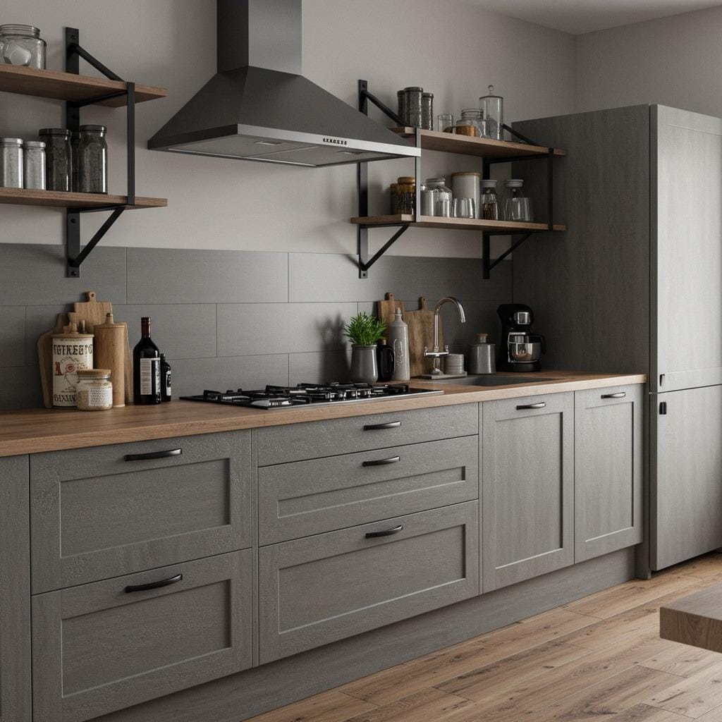 Textured Concrete-Effect Cabinets