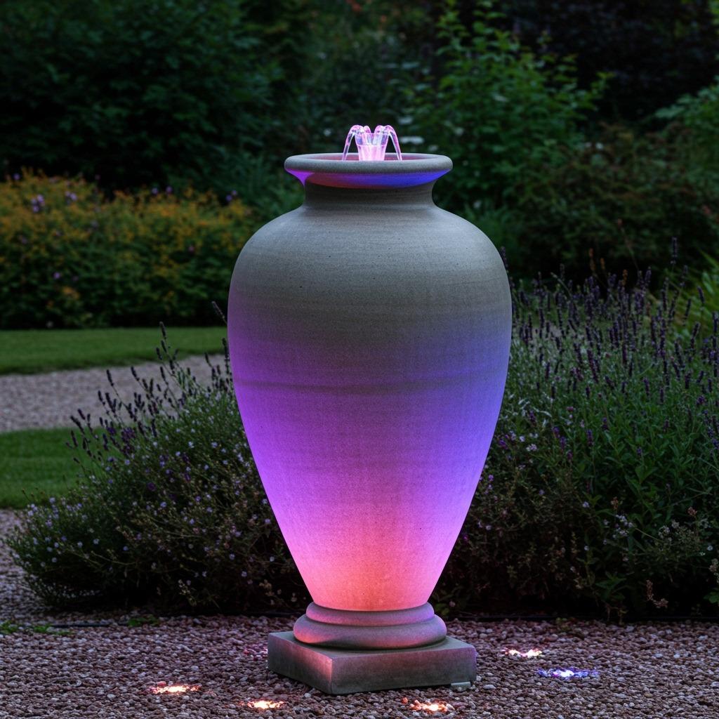 Urn Fountain With LED Lighting