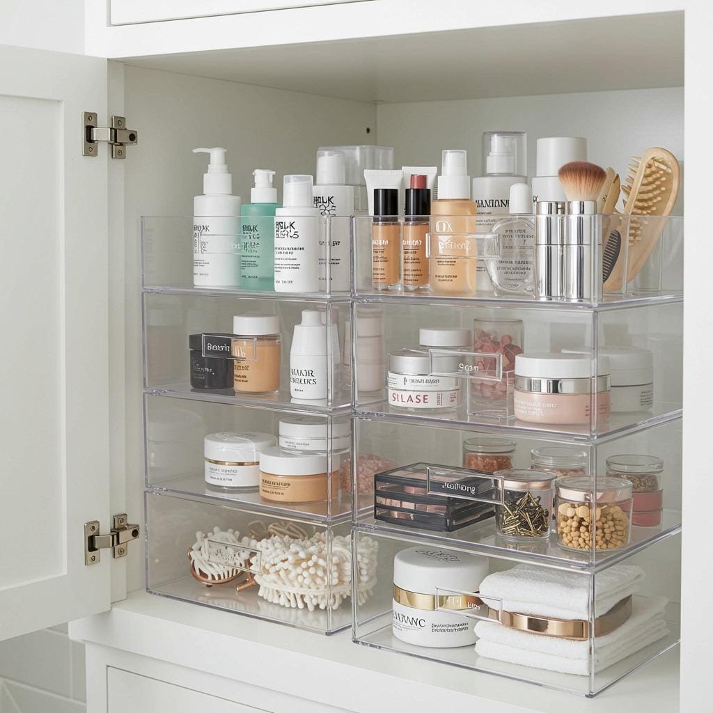 Use Clear Stackable Bins for Visibility